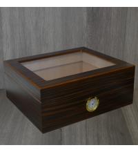 Derry Ebony Veneer Glass Top Humidor - 25 Capacity