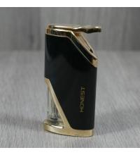 Honest Calder Turbo Jet Lighter - Glossy Black and Gold (HON06)