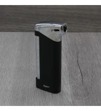 Eurojet Soft Flame Pipe Lighter - Black & Chrome