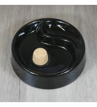 Ceramic Black Round One Rest Pipe Ashtray & Cork Knocker