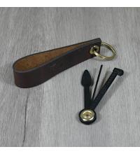 Chacom Leather Keyring Pipe Stand With Pipe Tool - Brown