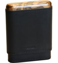 Adorini Leather Adaptable Black Wooden Top & Bottom Cigar Case - 3-5 Cigar Capacity (AD028)