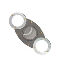 Round Ended Chrome with Gold Studs Cigar Cutter