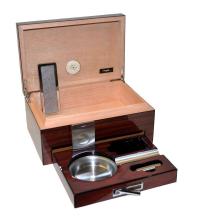 Angelo High Lacquered Striped Humidor with Accessories Beginners Set