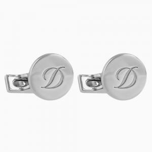 ST Dupont Silver Round Cufflinks - Logo Design