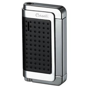 Caseti Jet Flame Lighter - Chrome Plated & Black Lacquer with Engine Turn (End of Line)