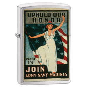 Zippo - Brushed Chrome - US Army Navy Marines - Windproof Lighter