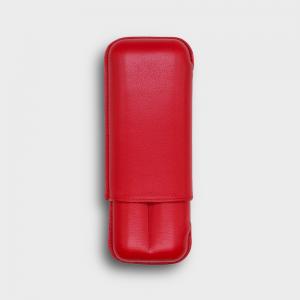 Recife Chesterfield Culture Poppy Red Leather Cigar Case - 2 Cigar Capacity