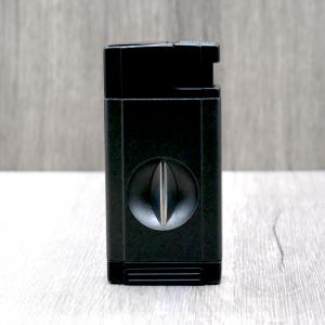 Winjet Angled 2 Jet Gas Lighter with Cigar Cutter - Black