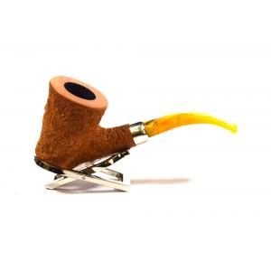 Adams Artisan By Ardor Urano Light Brown Rustic Silver Army Mount Amber Acrylic Pennellessa Mouthpiece Pipe (ART202)