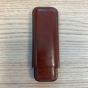 Jemar Leather Cigar Case - Corona - Two Cigars - Brown