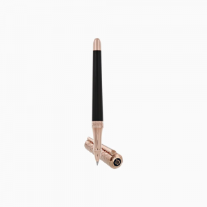 ST Dupont Rollerball Pen - Liberté - Black Lacquer & Rose Gold Trim