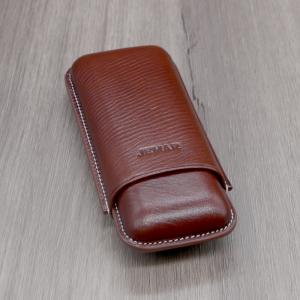 Jemar Leather Cigar Case - Robusto - Two Cigars - Brown