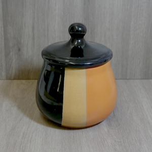 Tricoloured Glazed Ceramic Tobacco Jar With Rubber Sealed Lid