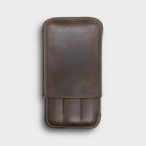 Recife Chicago Bourbon Leather Cigar Case - 3 Cigar Capacity