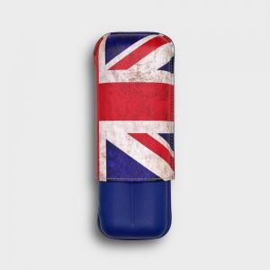 Recife Special Edition Union Jack Flag Base Blue Sea Cigar Case - 2 Cigar Capacity