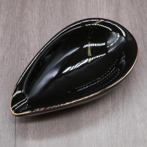 Adorini Ceramic Cigar Ashtray Leaf Design - Black (AD082)
