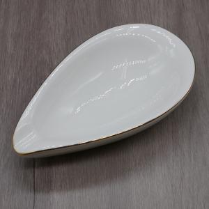 Adorini Ceramic Cigar Ashtray Leaf Design - White (AD084)