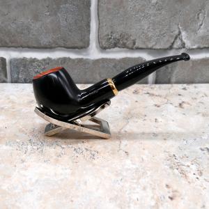 Aldo Morelli Fiorita Black 513 Smooth 9mm Filter Bent Fishtail Pipe (AMF131)