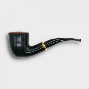 Aldo Morelli Fiorita Black 510 Smooth 9mm Filter Bent Fishtail Pipe (AMF189)