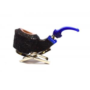 Adams Artisan By Ardor Urano Fantasy Rustic With A Blue Acrylic Pennellessa Mouthpiece Pipe (ART206)