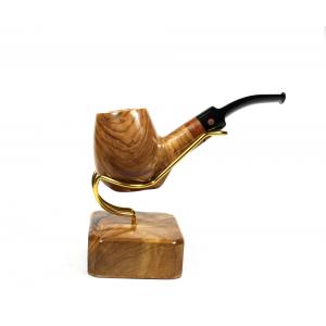 Tommaso Spanu Olivastro Olivewood Bent Fishtail Pipe And Stand (ART235)