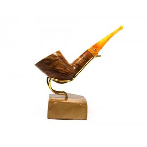 Tommaso Spanu Olivastro Olivewood Straight Fishtail Pipe And Stand (ART241)