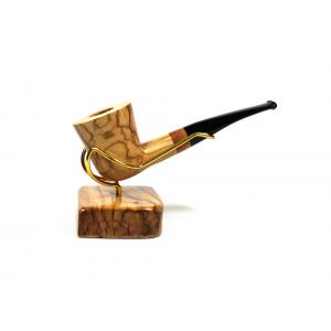 Tommaso Spanu Olivastro Olivewood Straight Fishtail Pipe And Stand (ART244)