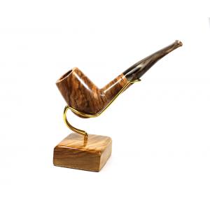 Tommaso Spanu Olivastro Olivewood Straight Fishtail Pipe And Stand (ART245)
