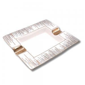Angelo Ceramic Cream & Gold Cigar Ashtray - 2 Cigar Rests
