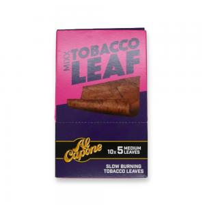 Al Capone 100% Tobacco Leaf Wrap - Mixx - Box of 10 Packs of 5 Medium Leaves