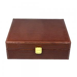 Prestige Alligator Motif Leather Humidor & Starter Set - Brown - 20 Cigar Capacity