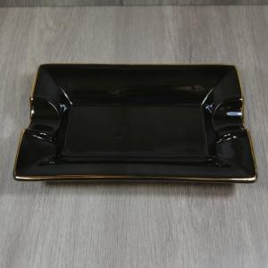 Ceramic Two Position Cigar Ashtray - Black and Gold
