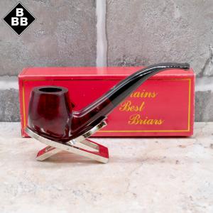 BBB Minerva 300 Smooth Ruby Billiard Full Bent Briar Metal Filter Fishtail Pipe (BBB211)