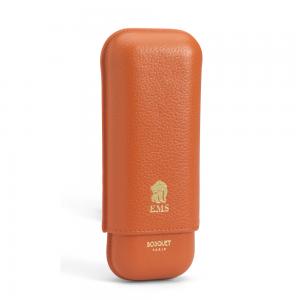 Bosquet Paris EMS Leather 2 Finger Cigar Case - Orange - Fits 2 Cigars