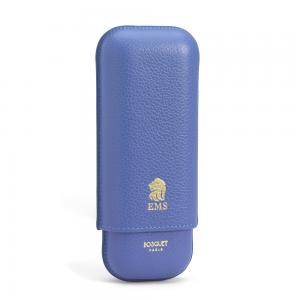 Bosquet Paris EMS Leather 2 Finger Cigar Case - Sky Blue - Fits 2 Cigars