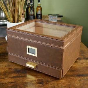 Klaro Belmont Glass Top Cigar Humidor - 90 Cigar Capacity (End of Line)