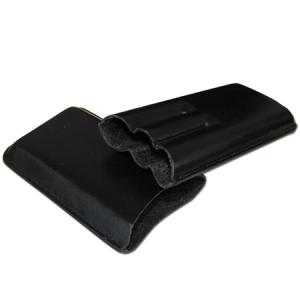 GBD Plain Leather Cigar Case - Three Petit Corona - BLACK