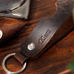 CGars Ltd Limited Edition Cigar & Pipe Rest Leather Key Chain - Brown