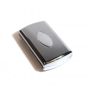 Chrome Oval & Stripes Cigarette Case - Fits Up To 12 Kingsize Cigarettes