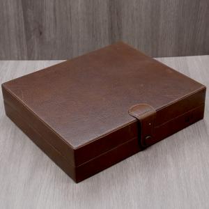 Chacom CIG-R Travel Humidor - Brown Leather with Cedar Lining (10 Cigar Capacity)