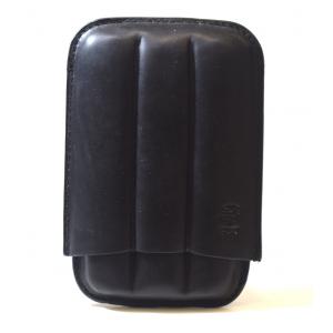 Chacom CIG-R Black Leather 3 Finger Cigar Case - Fits 3 Cigars
