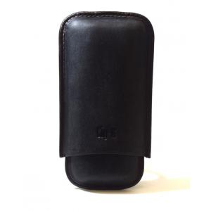 Chacom CIG-R Black Leather 2 Finger Cigar Case - Fits 2 Cigars Up To 52 Ring Gauge