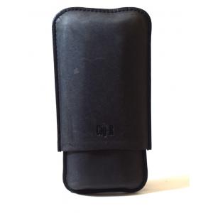 Chacom CIG-R Grey Leather 2 Finger Cigar Case - Fits 2 Cigars