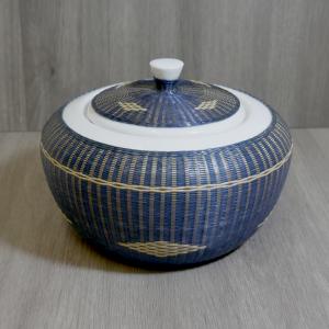Chacom Ceramic Tobacco Jar with Handmade Bamboo Cover - Blue