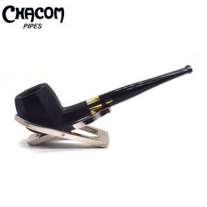 Chacom Old Briar 159P Black Smooth Metal Filter Fishtail Pipe (CH755)
