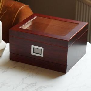 Prestige Chalet Glasstop Humidor Storage Drawer & Digital Hygrometer - Cherry - 50 Cigars Capacity