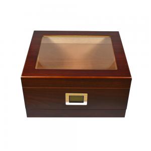 Prestige Chalet Glasstop Humidor Storage Drawer & Digital Hygrometer - Cherry - 50 Cigars Capacity