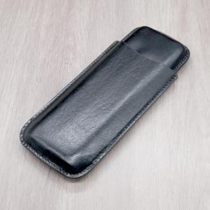 Plain Leather Cigar Case - Three Churchill - BLACK