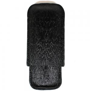 2 Finger Cigar Case - Corona - Black Bark Leather